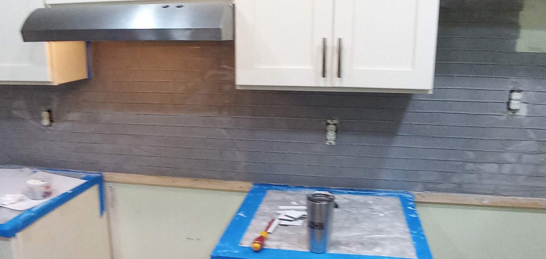 Completed backsplash